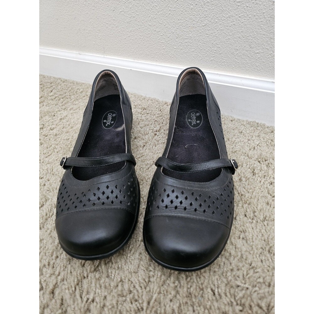 Aetrex EL30W Women's Mary Jane Comfort Shoes Size US 10 M Black Leather Cutout